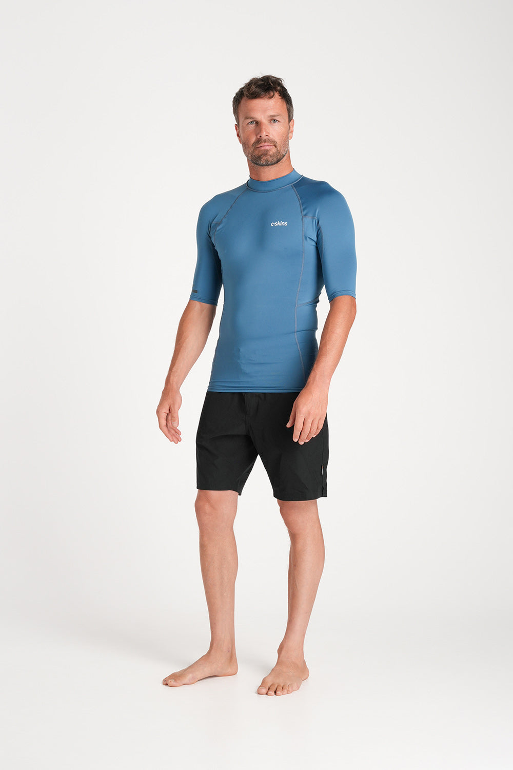 C-Skins Mens NuWave UV Basics Short Sleeve Vest - Steel Blue