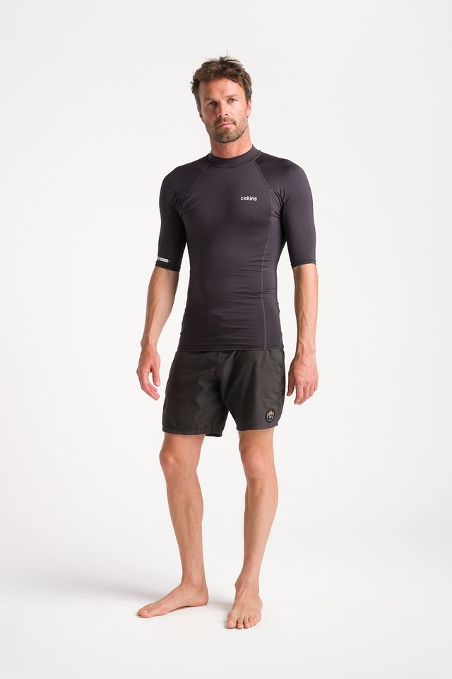 C-Skins Mens NuWave UV Basics Short Sleeve Vest - Anthracite - ManGo Surfing