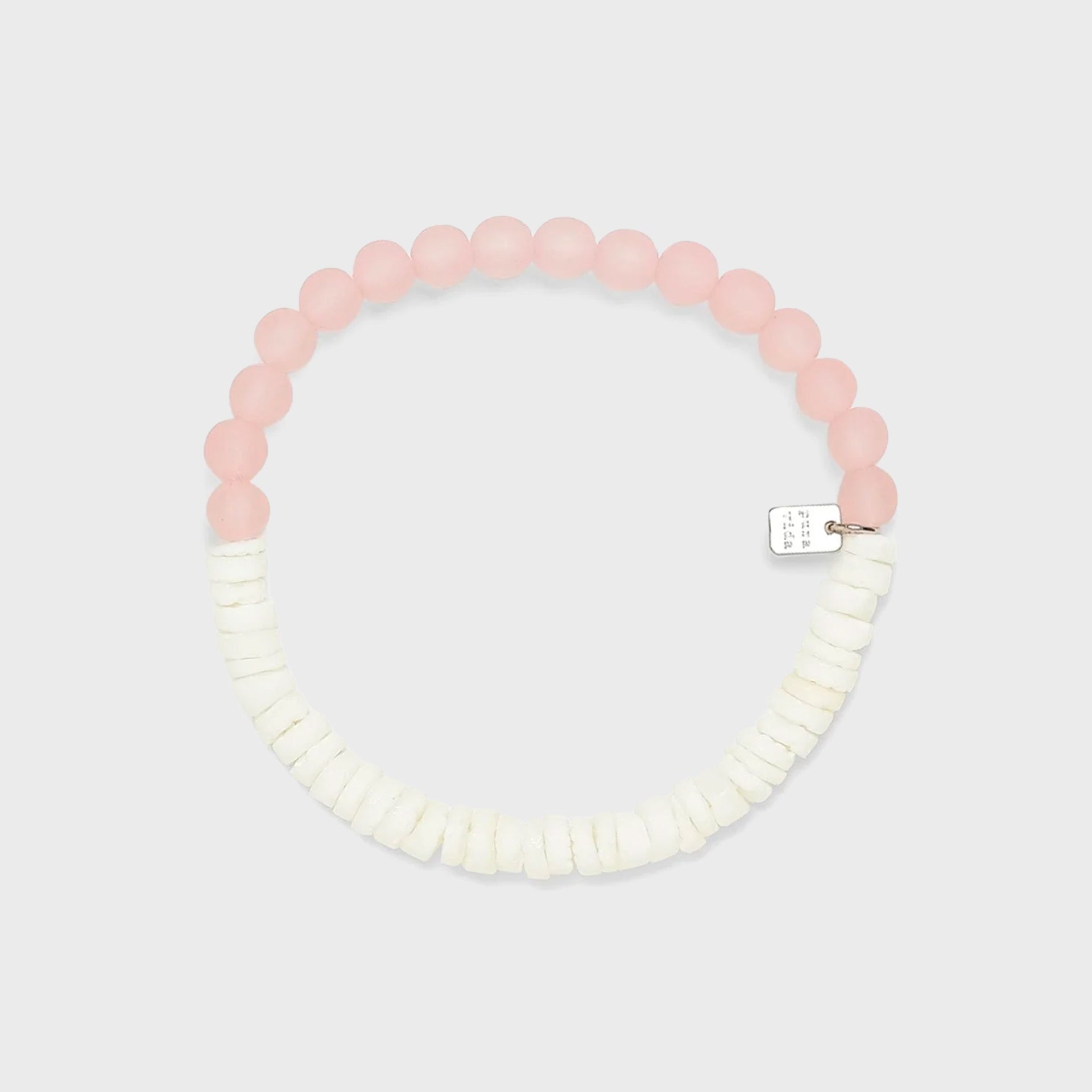 Pura Vida Puka Shell and Frosted Bead Stretch Bracelet - Pink - ManGo Surfing