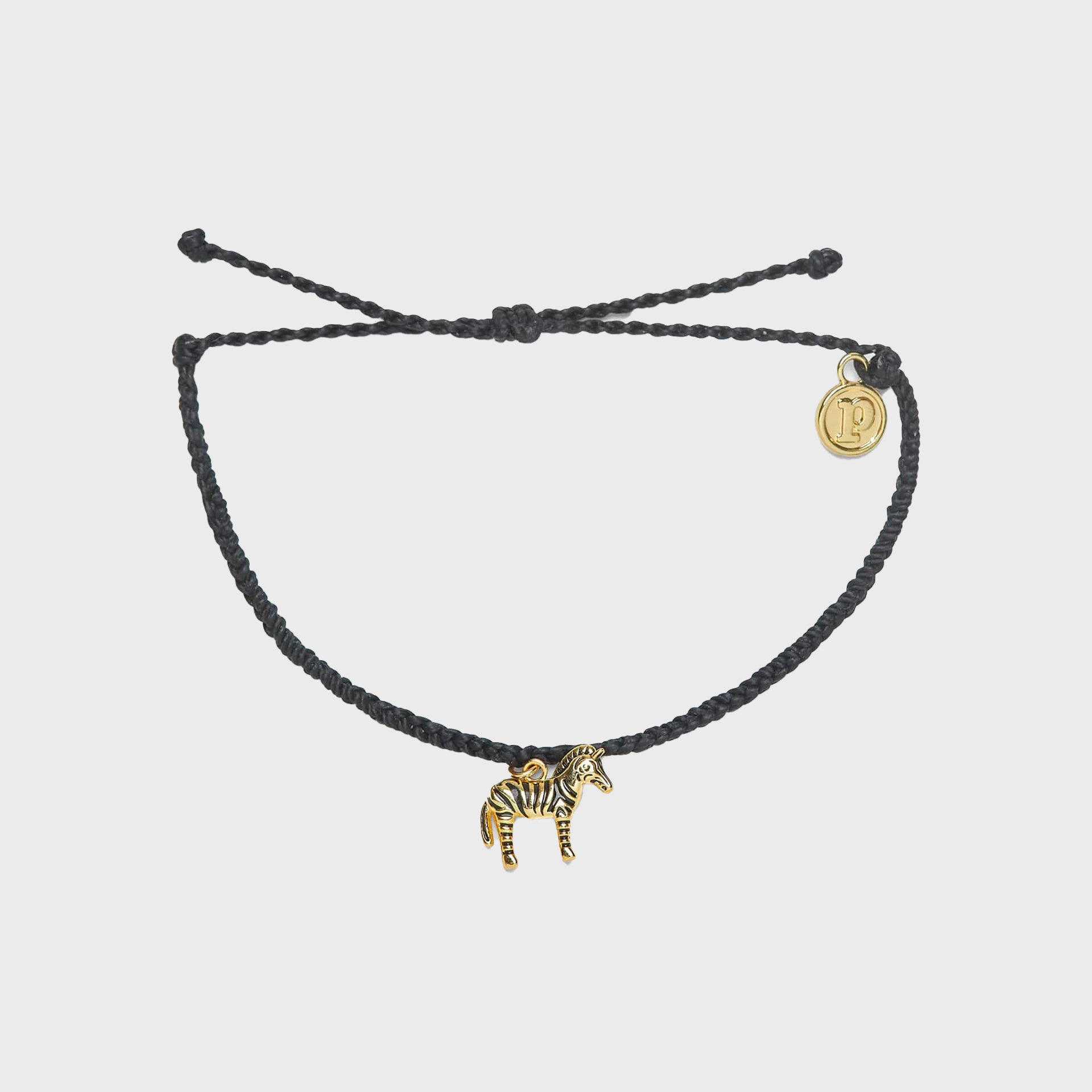 Pura Vida Zebra Gold Charm Bracelet - Black - ManGo Surfing