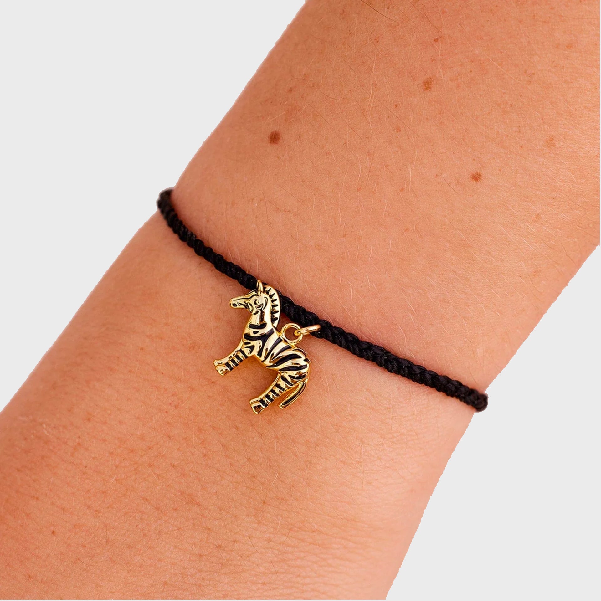 Pura Vida Zebra Gold Charm Bracelet - Black - ManGo Surfing