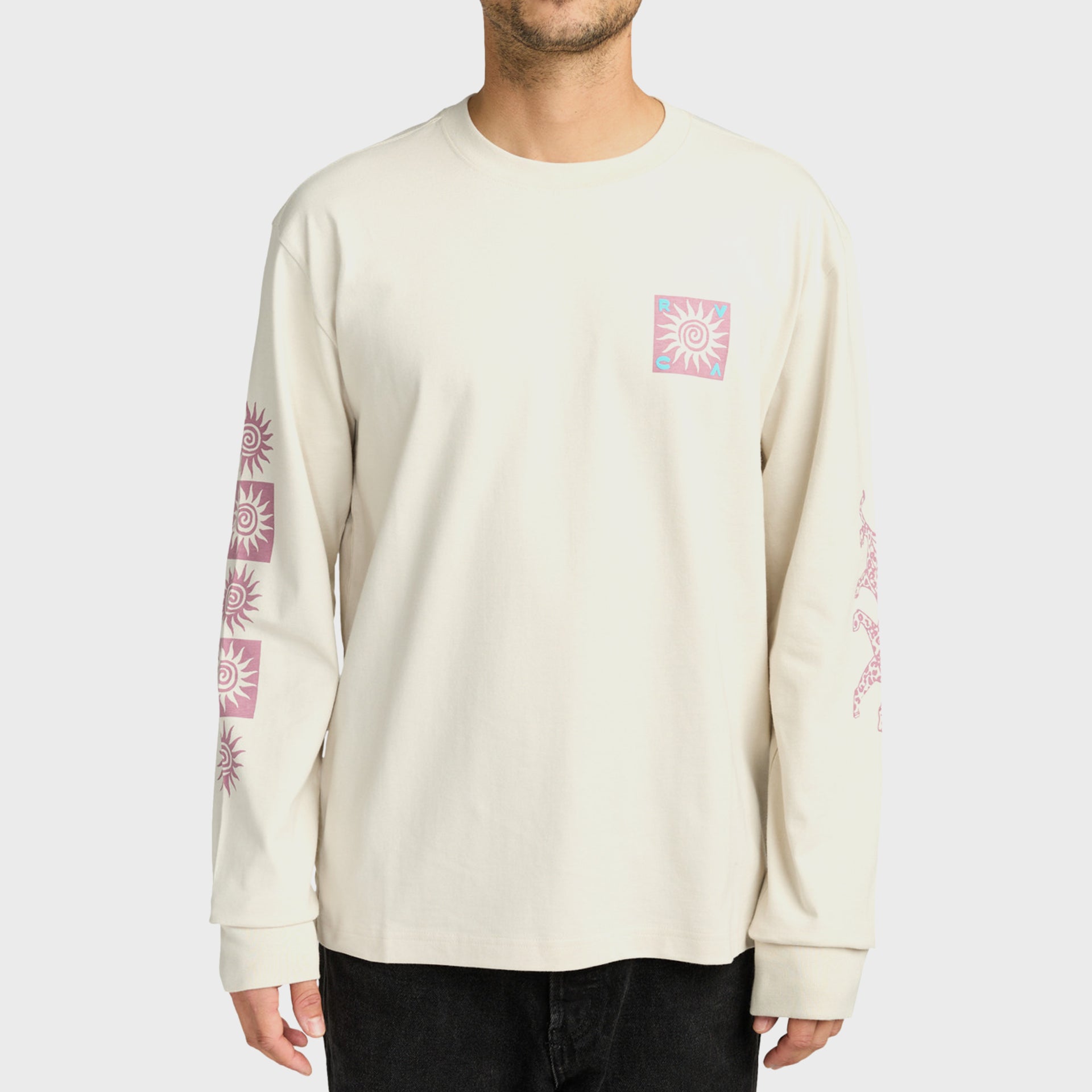 RVCA Mens Spin Long Sleeve T-Shirt - Ceramic