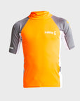 C-Skins Junior Short Sleeve Rash X Vest - Flo Orange/White/Deep Grey - ManGo Surfing