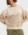 Roxy Womens Gone Wild Block Crew Sweatshirt - Parchment