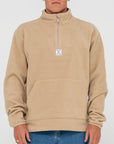 Rusty Core Division Polar Fleece Quarter Zip - Abbey Stone - ManGo Surfing