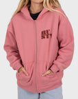 Rusty Womens Alana Oversized Zip Hooded Fleece - Mauve