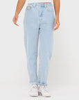 Rusty Womens High Waisted Straight Mom Jean - Sky Blue Heather