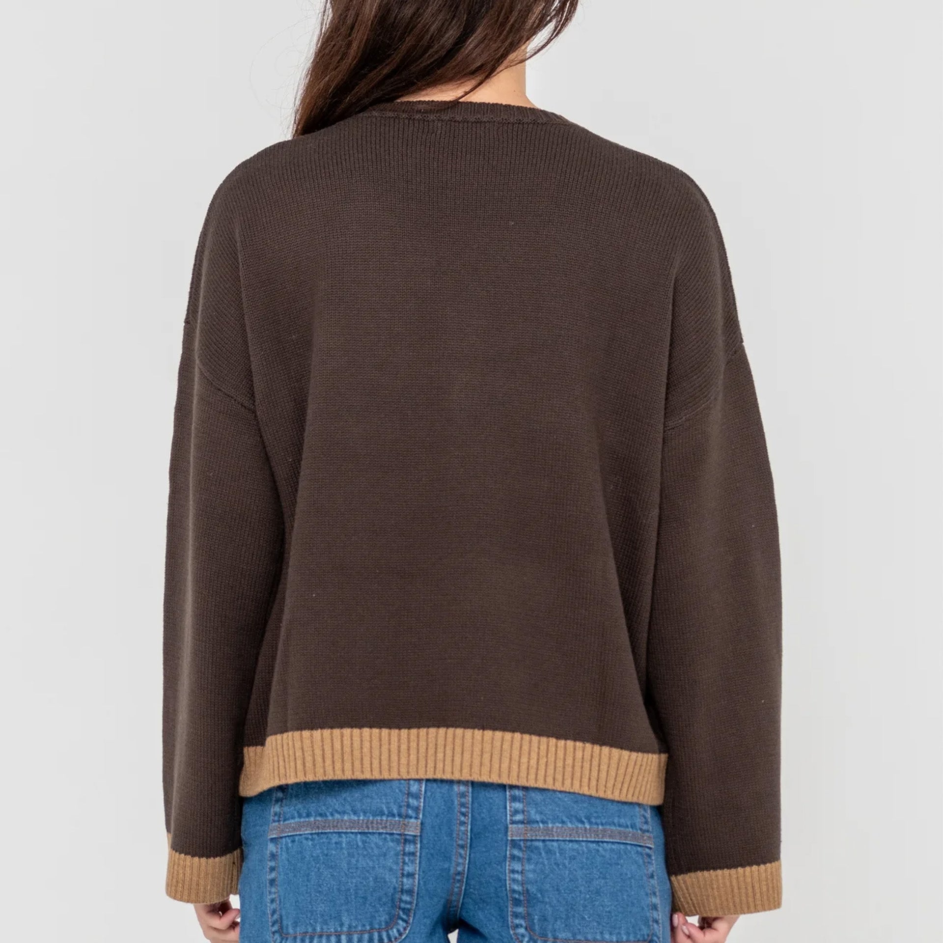 Rusty Womens Rider Relaxed Crew Neck Knit - Java - ManGo Surfing