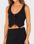 Rusty Womens Sicily Cropped Vest - Black