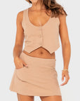 Rusty Womens Sicily Cropped Vest - Oatmilk