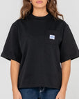 Rusty Womens Steezey Cropped Boxy T-Shirt - Black - ManGo Surfing