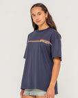 Rusty Womens Wave Rider 2.0 Oversize T-Shirt - Navy Blue