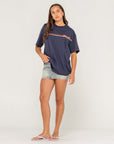 Rusty Womens Wave Rider 2.0 Oversize T-Shirt - Navy Blue