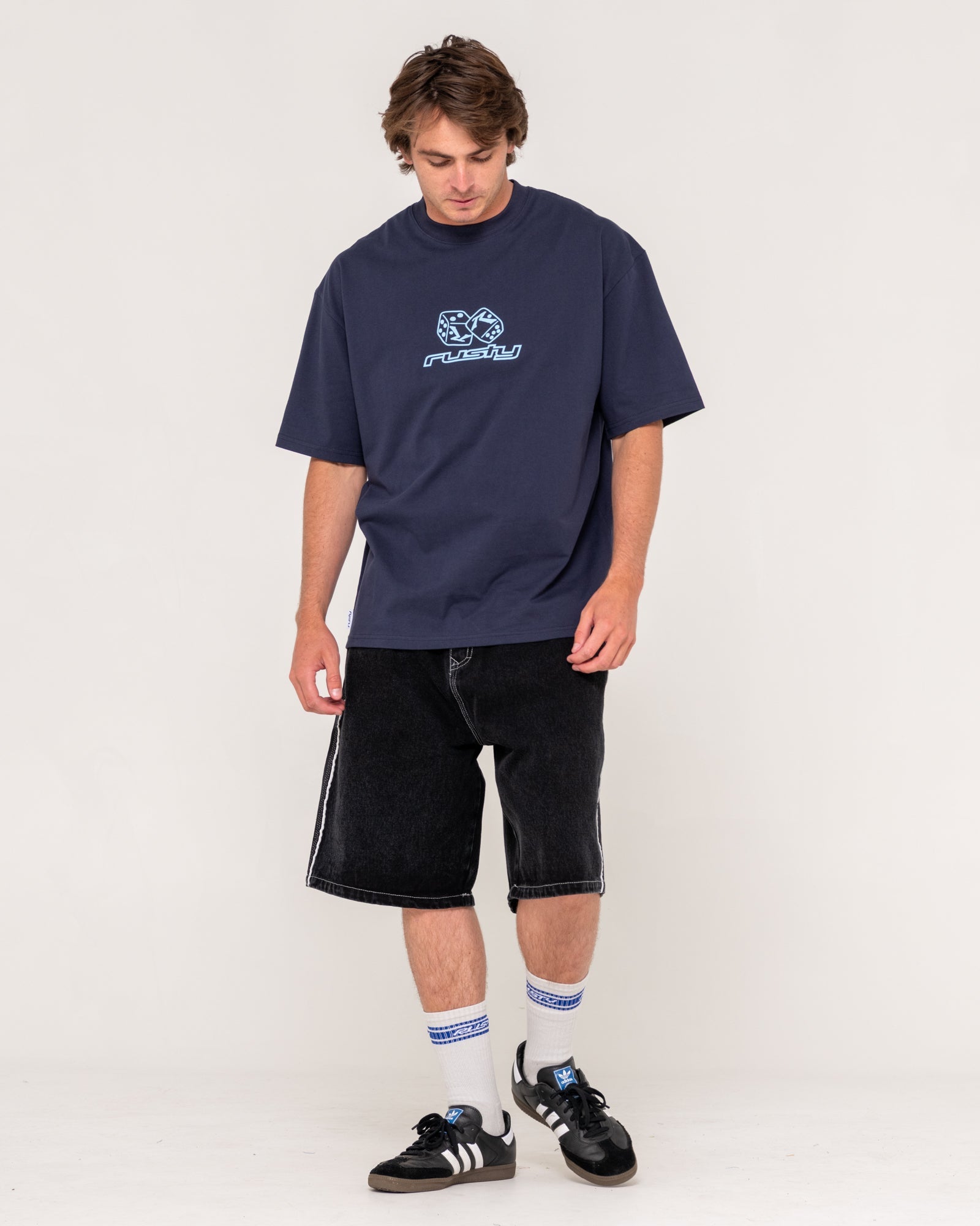 Rusty Double Or Nothin Short Sleeve T-Shirt - Navy Blue