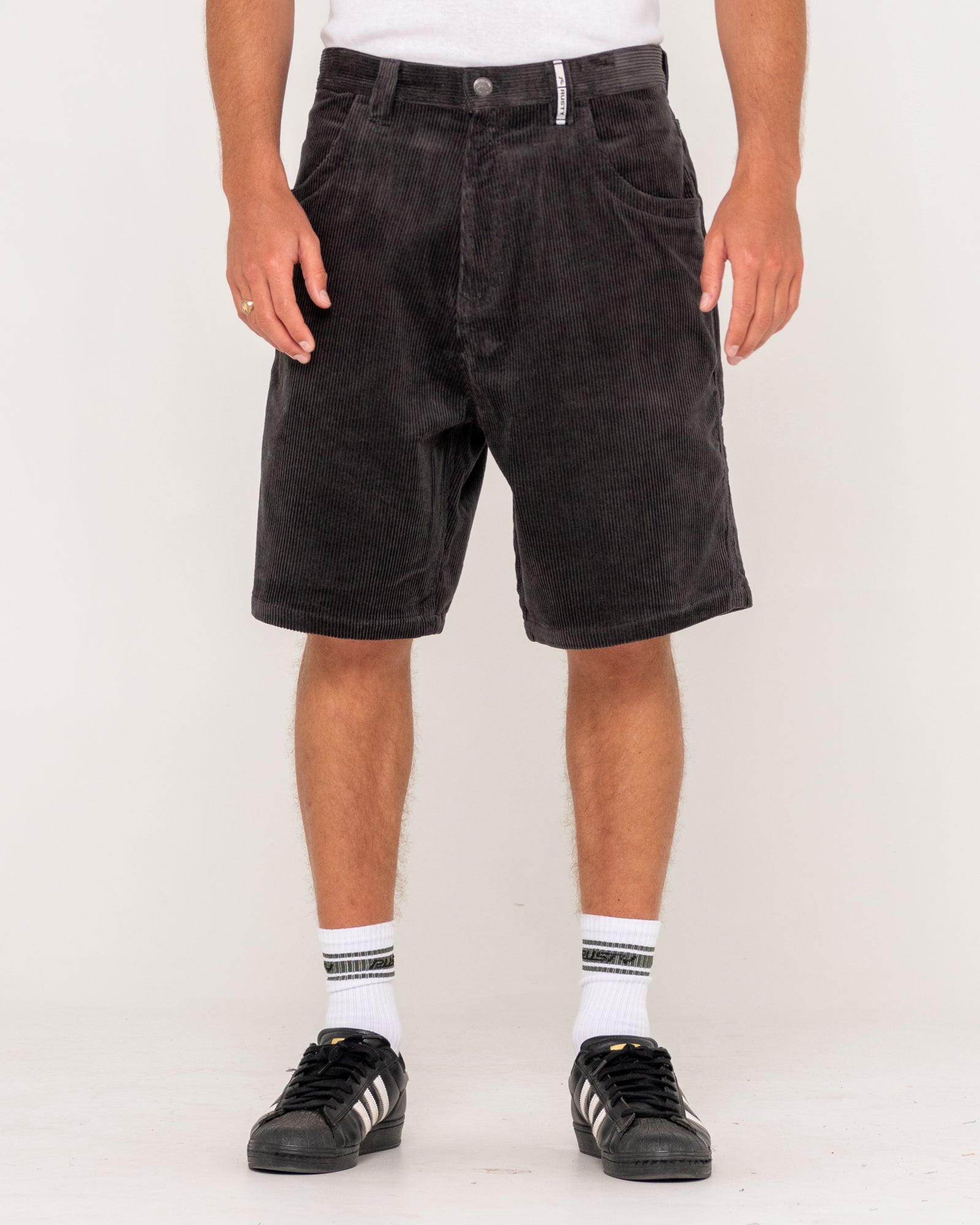 Rusty Flip Daddy Cord Shorts - Coal