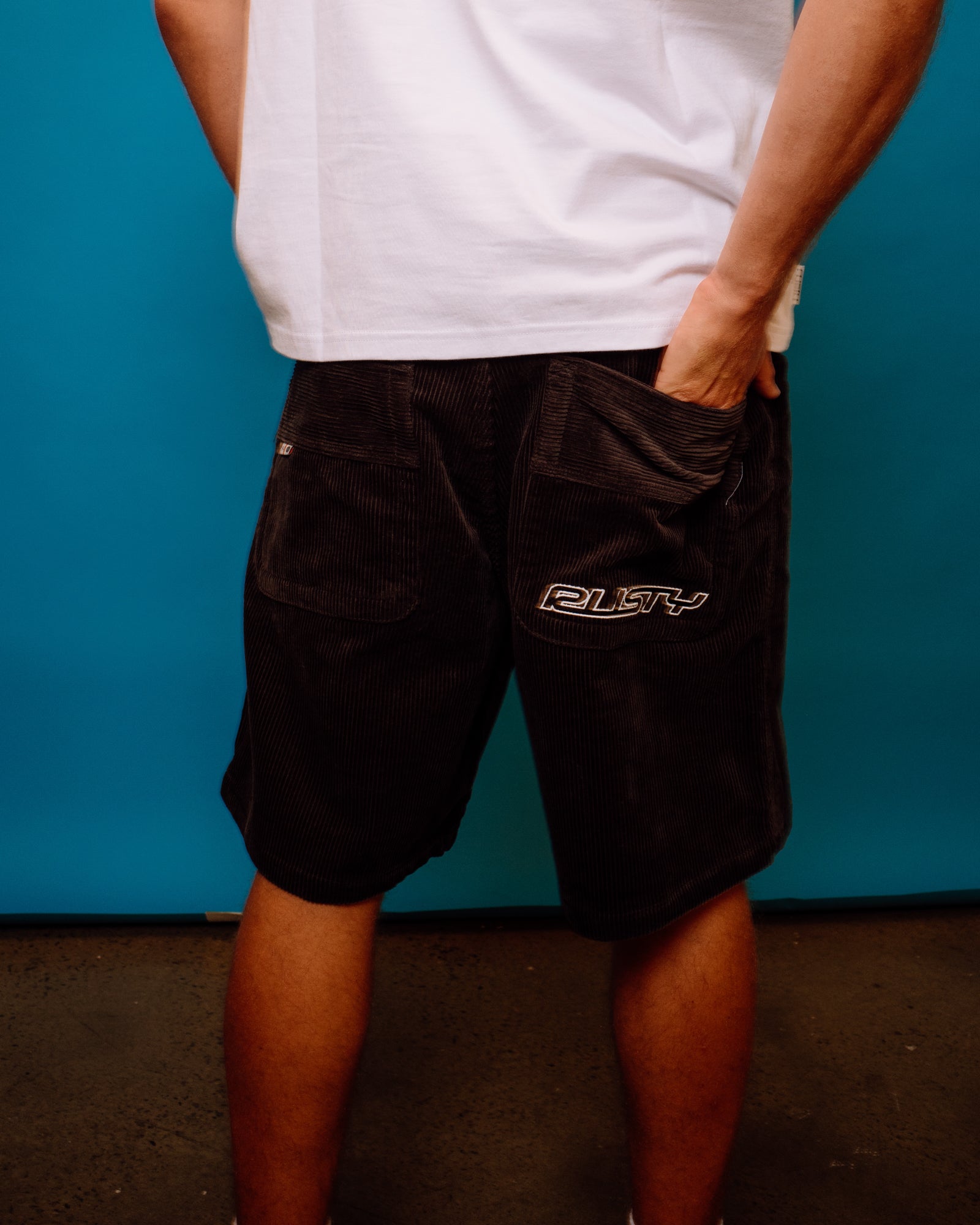 Rusty Flip Daddy Cord Shorts - Coal
