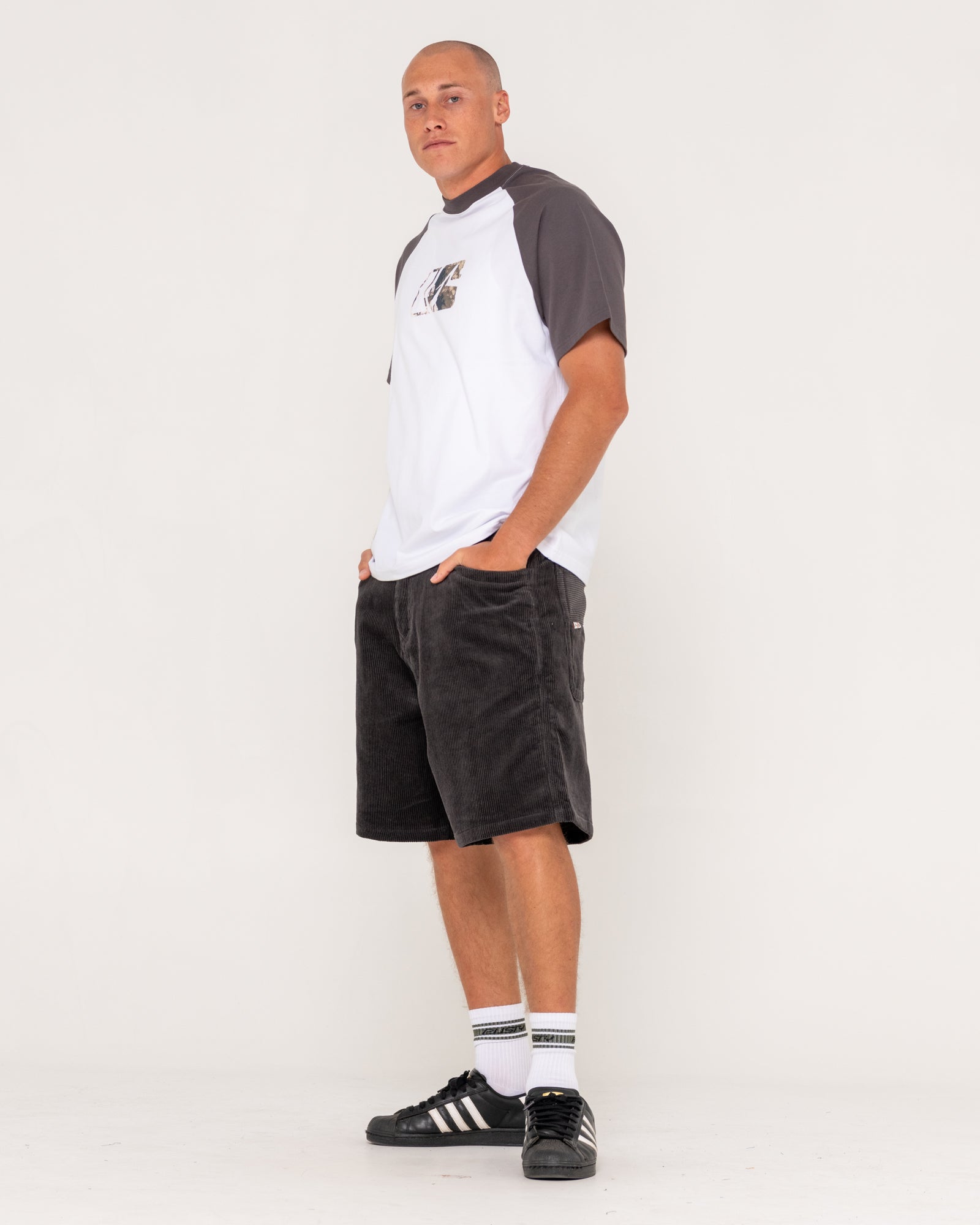 Rusty Flip Daddy Cord Shorts - Coal