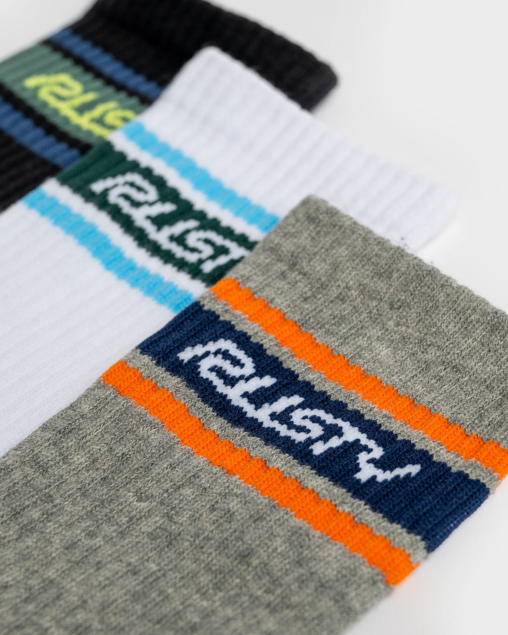 Rusty Pit Crew Mid Calf Socks (3 Pack) - Multi