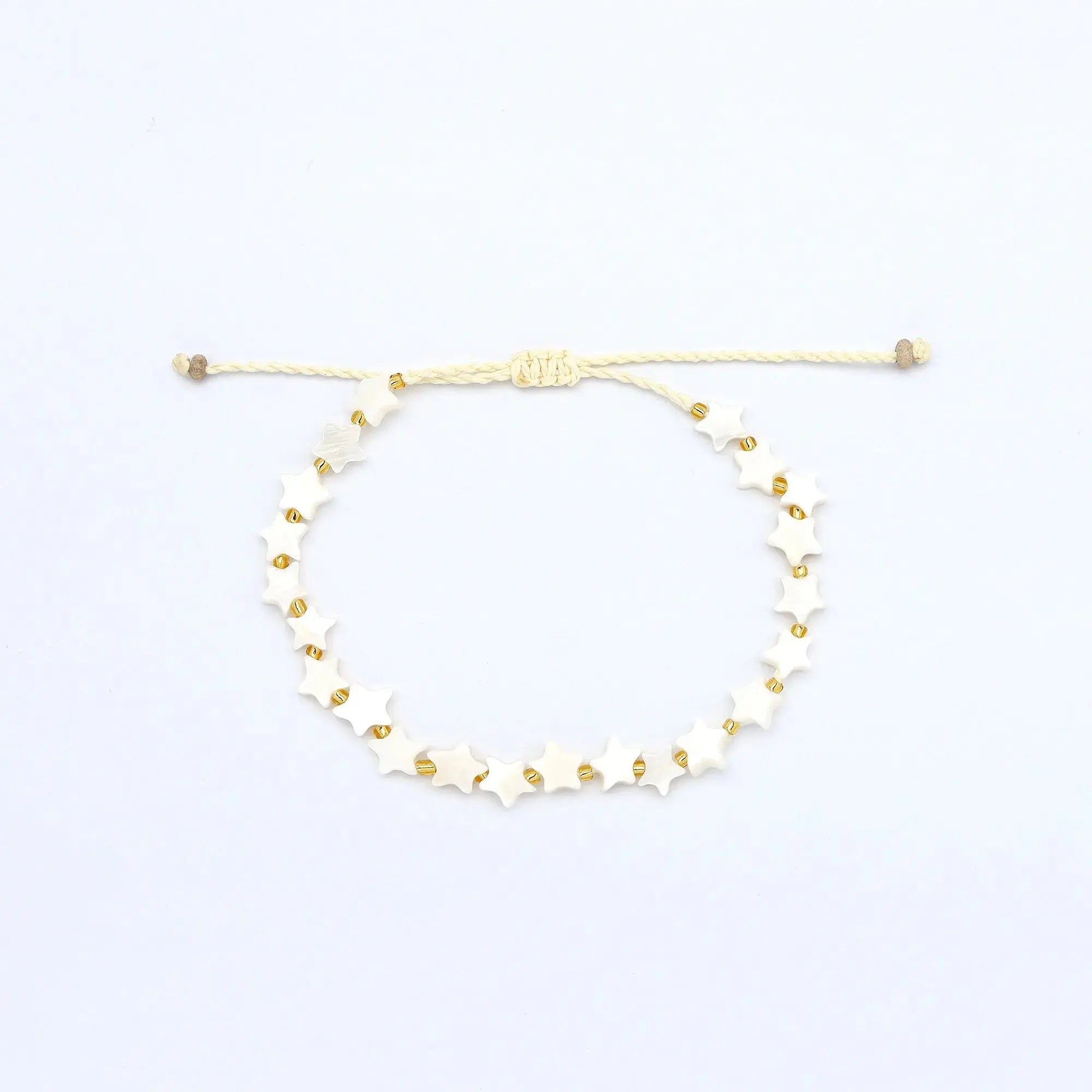 Pineapple Island Surgawi Mother of Pearl Star Bracelet - Cream/Gold