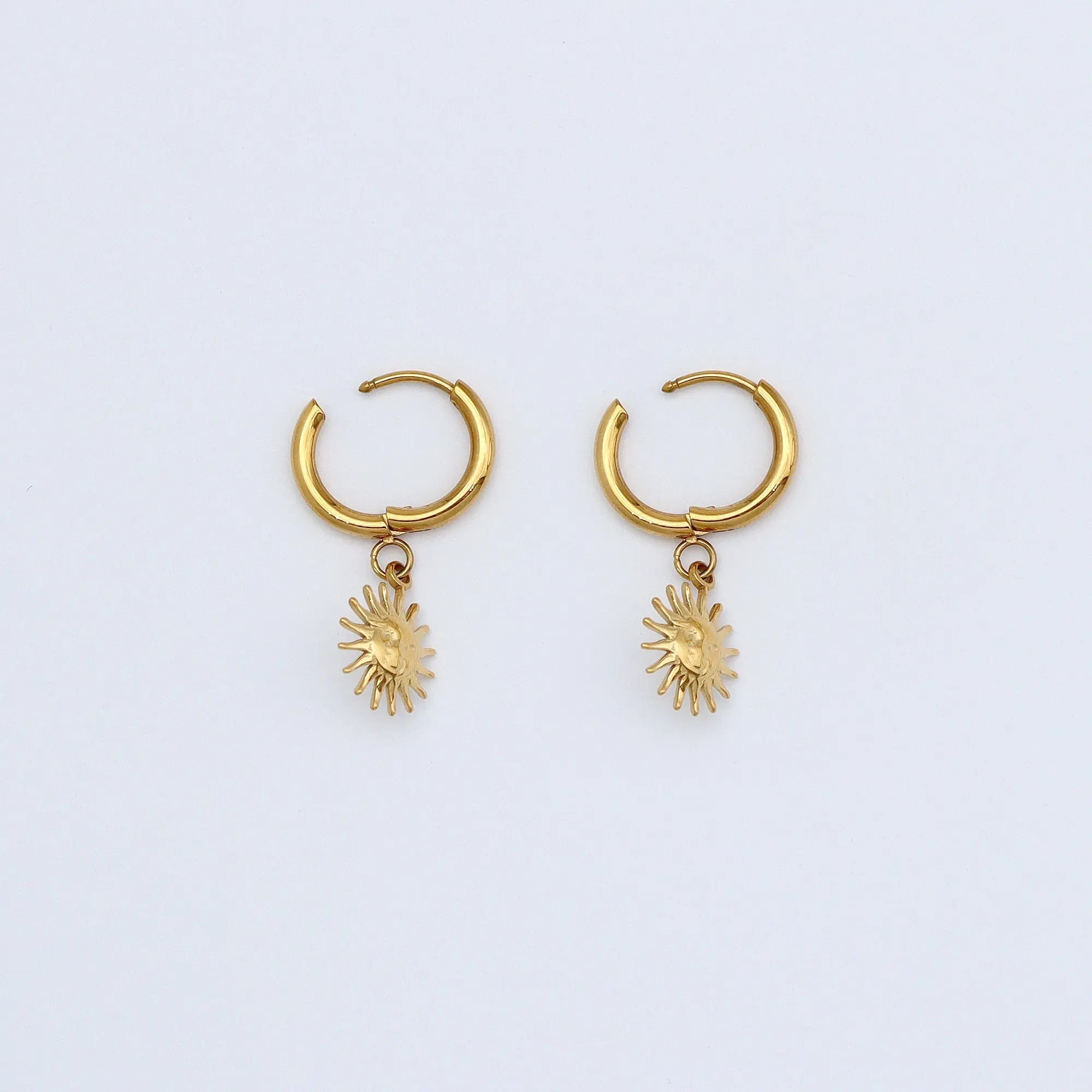 Pineapple Island Sun Hoop Waterproof Earrings - Gold