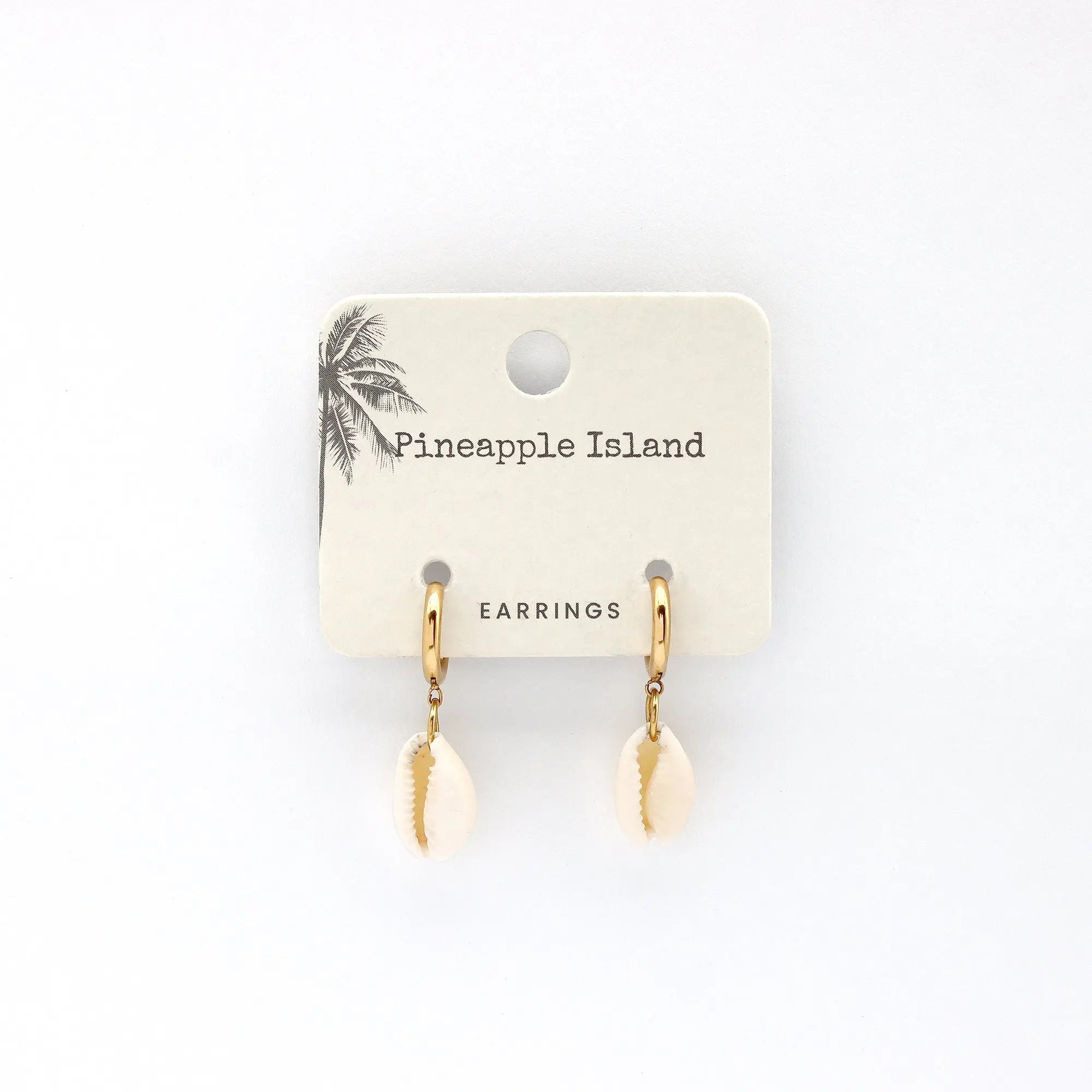 Pineapple Island Cowrie Shell Waterproof Hoop Earrings