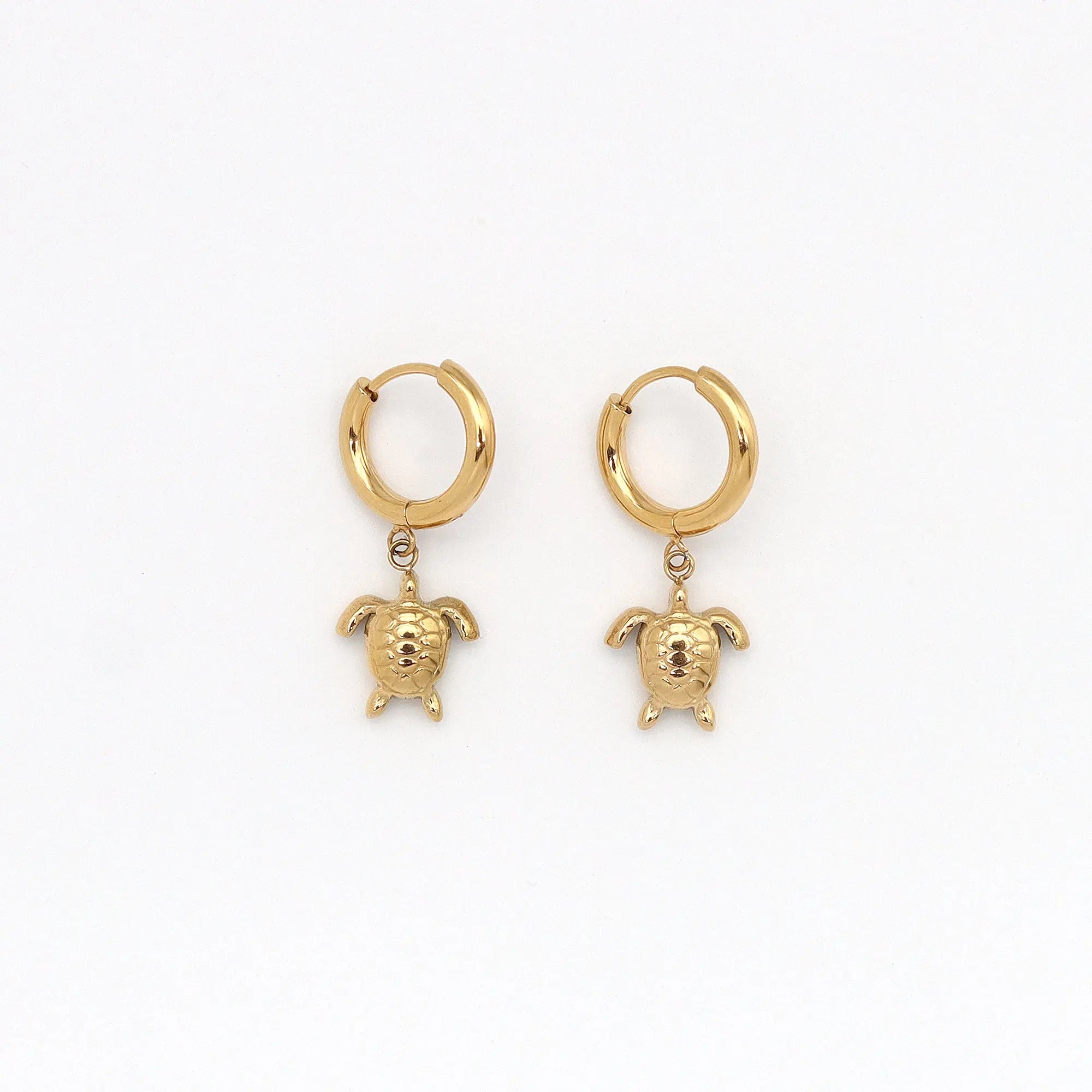 Pineapple Island Turtle Waterproof Hoop Earrings