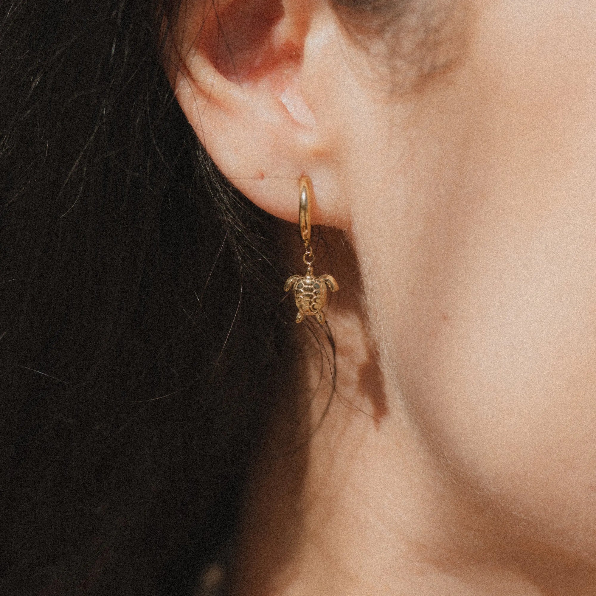 Pineapple Island Turtle Waterproof Hoop Earrings