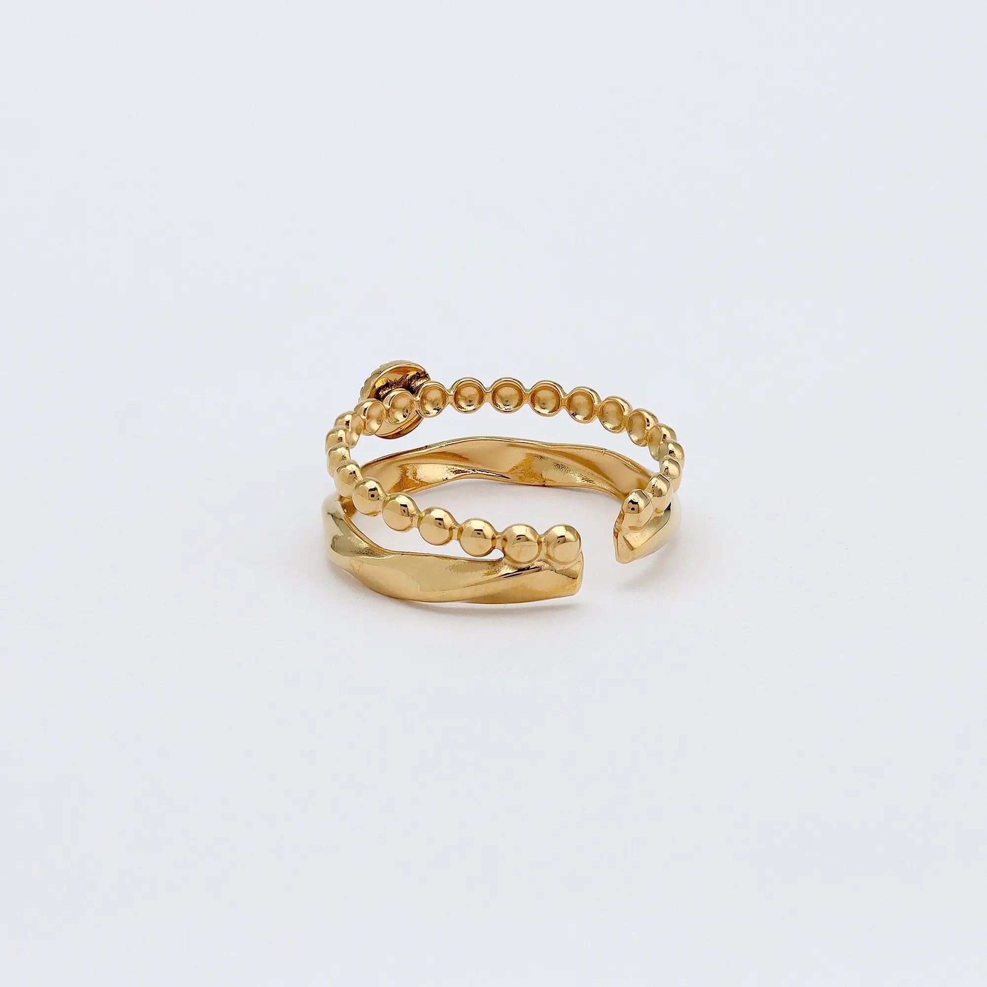 Pineapple Island Turquoise Stone Double Ring - Gold