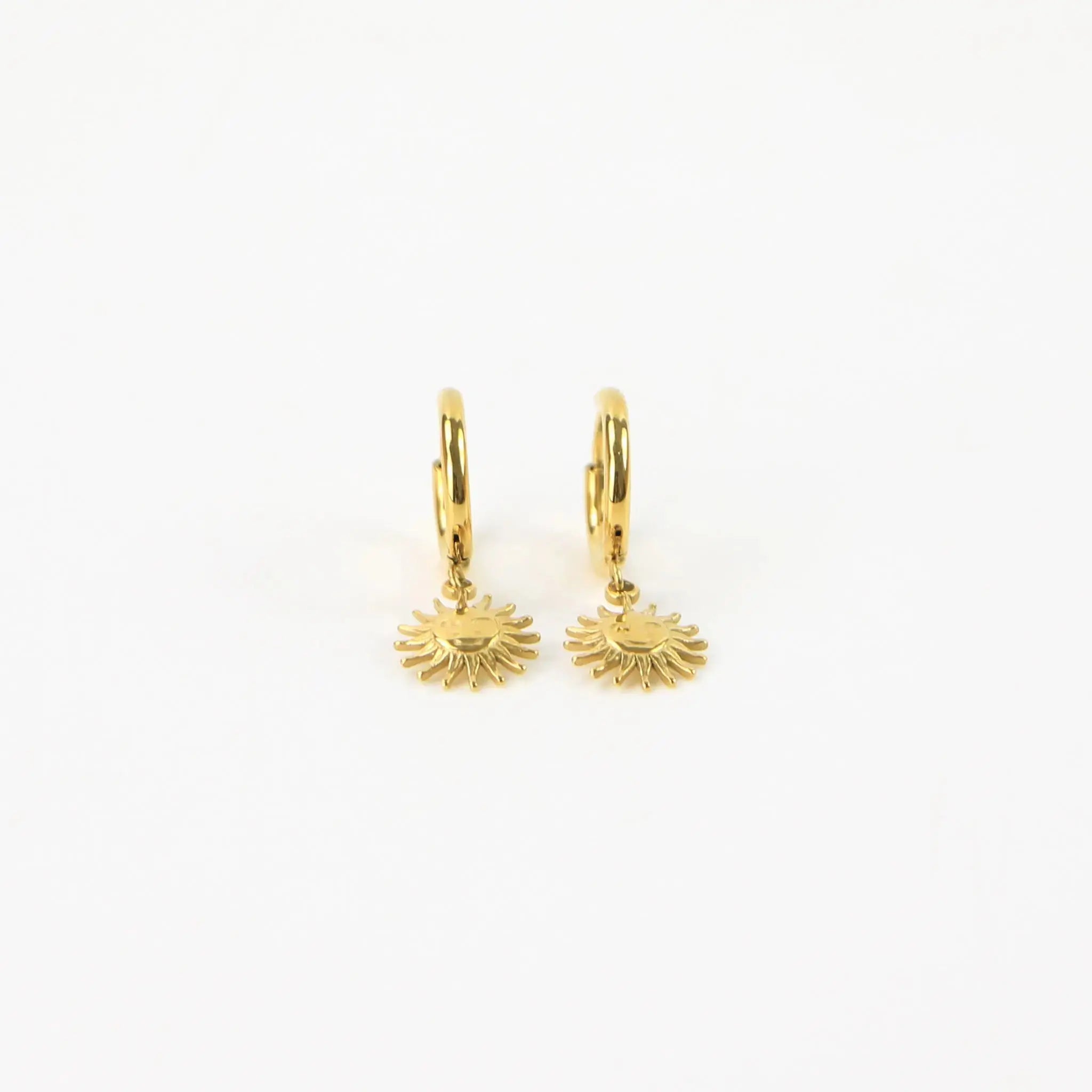 Pineapple Island Sun Hoop Waterproof Earrings - Gold