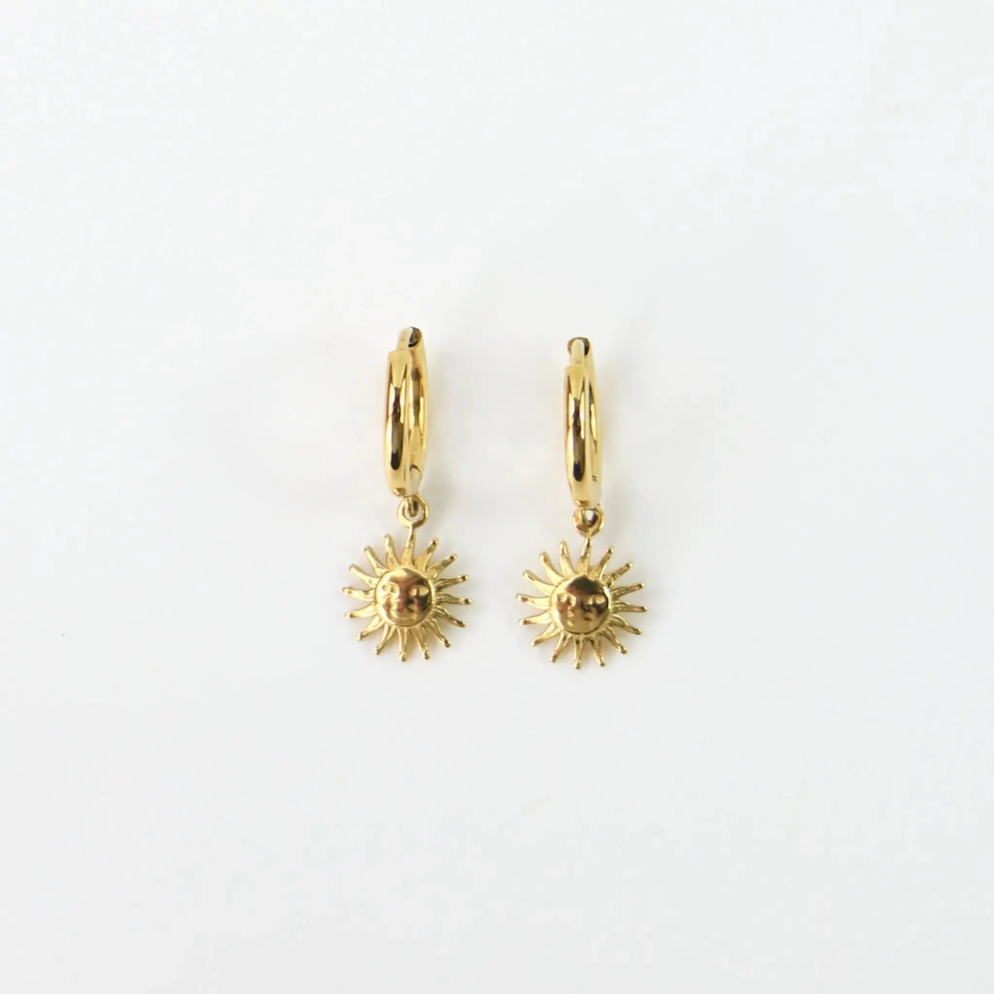 Pineapple Island Sun Hoop Waterproof Earrings - Gold