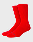 Stance Icon Unisex Crew Sock - Red - ManGo Surfing