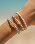 Pineapple Island Kailua Beach Bracelet Set - Pink/White/Blue/Green