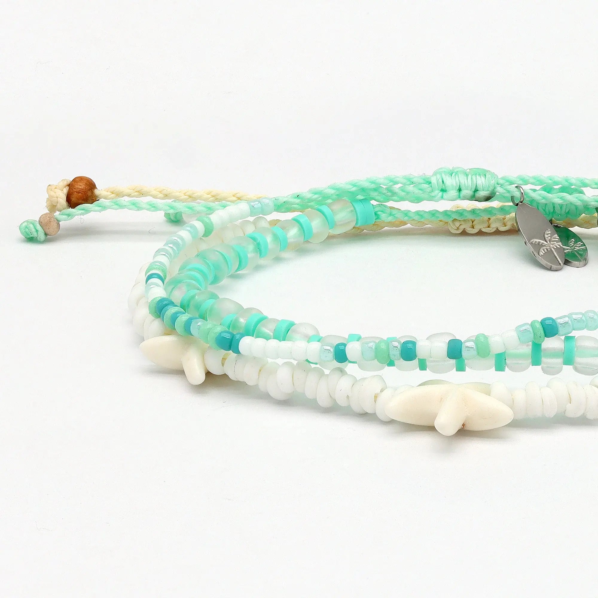 Pineapple Island Shoreline Turquoise Bracelet Trio Set - White/Green