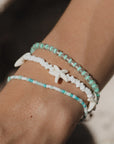 Pineapple Island Shoreline Turquoise Bracelet Trio Set - White/Green