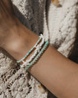 Pineapple Island Shoreline Turquoise Bracelet Trio Set - White/Green