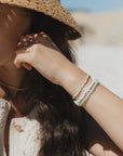 Pineapple Island Shoreline Turquoise Bracelet Trio Set - White/Green