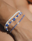Pineapple Island  Forget Me Not Bracelet Trio Set - Blue/White