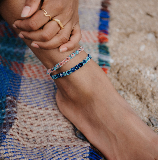 Pineapple Island Leme Surf Anklet  - Rose Gold/Multi