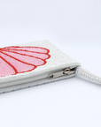 Pineapple Island  Small Shell Beaded Pouch - Pink/White