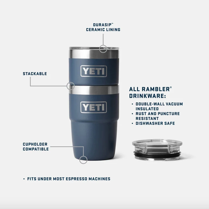 Yeti Rambler 8oz (237 ml) Stackable Cup With DuraSip™ Ceramic Lining - Black Forest Green