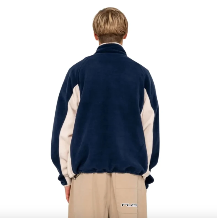 Rusty Mens Blizzard Quarter Zip Polar Fleece - Navy Blue