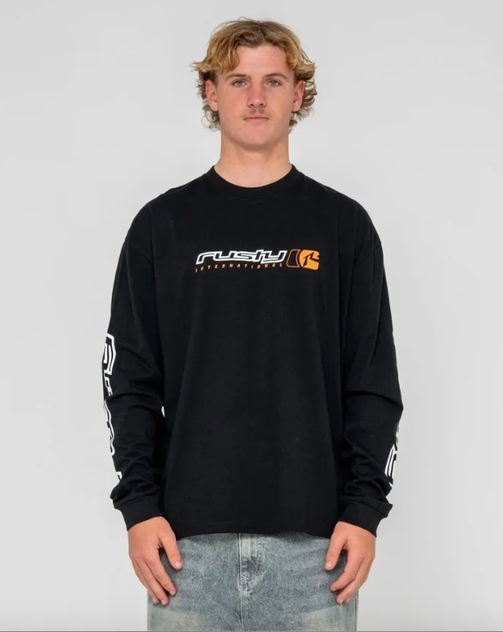 Rusty Mens Jetsetter Long Sleeve T-Shirt - Black