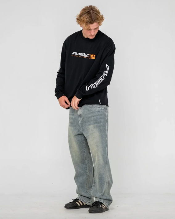 Rusty Mens Jetsetter Long Sleeve T-Shirt - Black