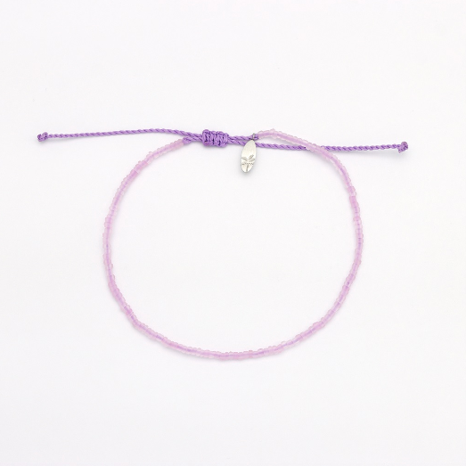 Pineapple Island Wailele Frosted Glass Beaded Anklet - Purple