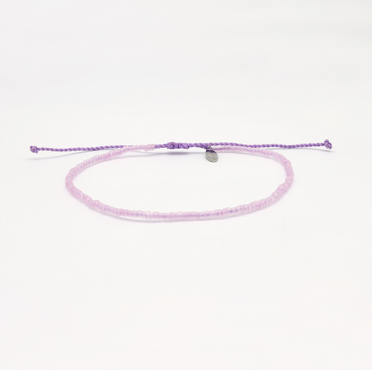 Pineapple Island Wailele Frosted Glass Beaded Anklet - Purple