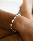 Pineapple Island Coconut Wood Beaded Beach Bracelet - Green/Brown