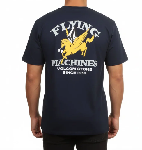 Volcom Mens Flying Machine Short Sleeve T-Shirt - Marine