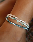 Pineapple Island Dunes Stone Bead Anklet - Blue/White