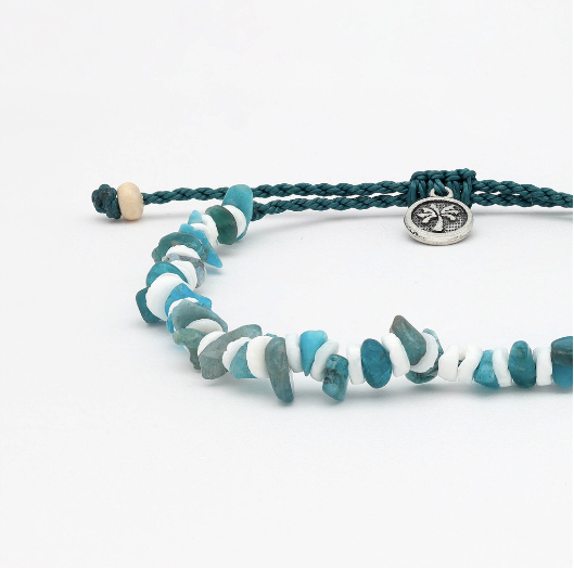 Pineapple Island Dunes Stone Bead Anklet - Blue/White