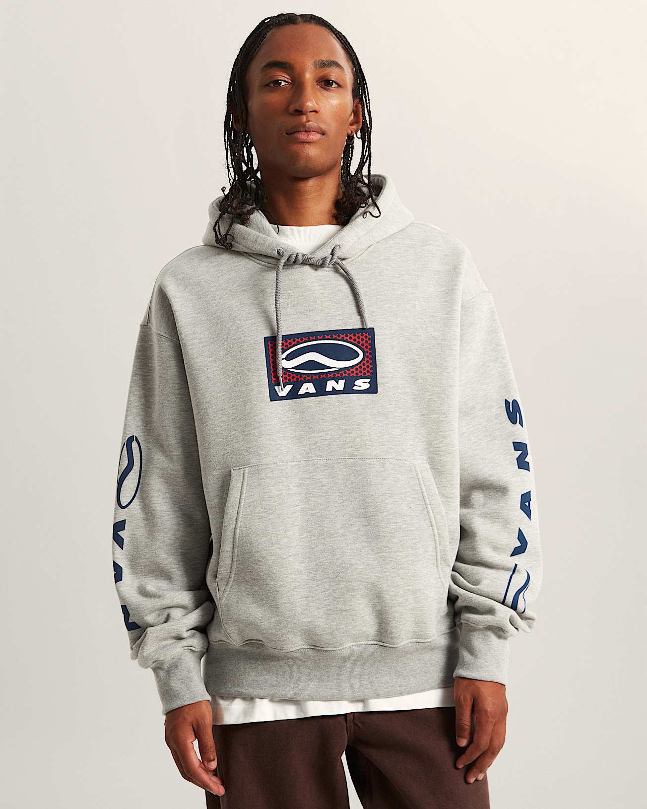 Vans Mens SideStripe Sportswear Pullover Hoodie - Cement Heather